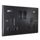 Accord Matt Black 2G 13A Switched USB charging Socket