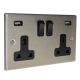 Accord Satin Stainless 2G 13A Switched USB charging Socket