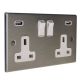 Accord Satin Stainless 2G 13A Switched USB charging Socket