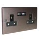 Accord Copper Bronze 2G 13A Unswitched USB charging Socket