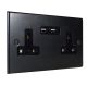 Matt Black 2G 13A Unswitched USB charging Socket