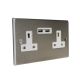 Accord Satin Stainless 2G 13A Unswitched USB charging Socket