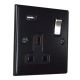 Accord Matt Black 1G 13A Switched USB charging Socket