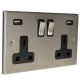 Accord Satin Stainless 2G 13A Switched USB charging Socket