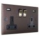 Accord Copper Bronze 2G 13A Switched USB charging Socket