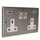 Accord Satin Stainless 2G 13A Switched USB charging Socket