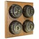 4 gang 2 Way Period Asbury Light Oak Wood - Antique Brass Fluted Dome Light Switch Black Pattress