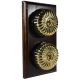 2 Gang 2 Way Period Asbury Vertical Dark Oak Wood - Polished Brass Fluted Dome Light Switch Black Pattress