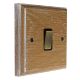 Wood 1 Gang Double Pole 20Amp Antique Brass Rocker Switch in Solid Limed Oak