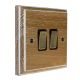 Wood 2 Gang 2Way 10Amp Antique Brass Rocker Switch in Solid Limed Oak