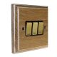 Wood 3 Gang 2Way 10Amp Polished Brass Rocker Switch in Solid Limed Oak