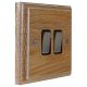 Wood 2 Gang 2Way 10Amp Satin Rocker Switch in Solid Limed Oak