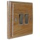 Wood 2 Gang 2Way 10Amp Satin Rocker White Trim Switch in Solid Limed Oak