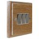 Wood 3 Gang 2Way 10Amp Satin Rocker White Trim Switch in Solid Limed Oak