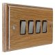 Wood 4 Gang 2Way 10Amp Satin Rocker Switch in Solid Limed Oak