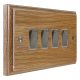 Wood 4 Gang 2Way 10Amp Satin Rocker White Trim Switch in Solid Limed Oak