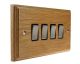 Classic 4Gang 2Way 10Amp Satin Rocker Switch in Solid Light Oak