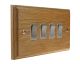 Classic 4Gang 2Way 10Amp Rocker Switch in Solid Oak