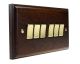 Classic 6Gang 2Way 10Amp Rocker Switch in Dark Oak 