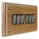 Wood 6 Gang 2Way 10Amp Satin Rocker Switch in Solid Limed Oak