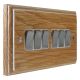 Wood 6 Gang 2Way 10Amp Satin Rocker White Trim Switch in Solid Limed Oak