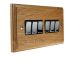 Classic 6Gang 2Way 10Amp Rocker Switch in Solid Light Oak