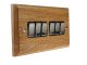 Classic 6Gang 2Way 10Amp Satin Rocker Switch in Solid Light Oak