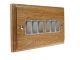 Classic 6Gang 2Way 10Amp Rocker Switch in Solid Oak 