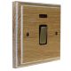 Wood 1 Gang Double Pole 20Amp Antique Brass Rocker Switch with Neon in Solid Limed Oak