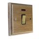 Wood 1 Gang Double Pole 20Amp Polished Brass Rocker Switch with Neon in Solid Limed Oak