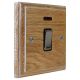 Wood 1 Gang Double Pole 20Amp Rocker Switch with Neon in Solid Limed Oak