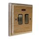 Wood 1 Gang 13Amp Switch Fuse Spur with Neon in Solid Limed Oak