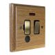 Wood 1 Gang 13Amp Switch Fuse Spur with Neon and Flex Outlet in Solid Limed Oak