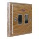 Wood 1 Gang 13Amp Switch Fuse Spur with Neon in Solid Limed Oak