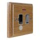 Wood 1 Gang 13Amp Switch Fuse Spur with Neon and Flex Outlet in Solid Limed Oak