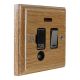 Wood 1 Gang 13Amp Switch Fuse Spur with Neon and Flex Outlet in Solid Limed Oak