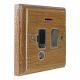 Wood 1 Gang 13Amp Switch Fuse Spur with Neon and Flex Outlet in Solid Limed Oak