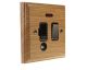 Classic 1Gang 13Amp Switch Fuse Spur with Neon and Flex Outlet in Solid Light Oak