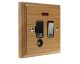 Classic 1Gang 13Amp Switch Fuse Spur with Neon and Flex Outlet in Solid Light Oak