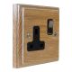 Wood 1 Gang 13Amp Satin Rocker Switched Socket in Solid Limed Oak