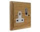 Classic 1Gang 13Amp Switched Socket in Solid Light Oak