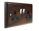 Classic 2gang 13Amp Switched Socket in Dark Oak