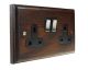 Classic 2gang 13Amp Switched Socket in Dark Oak