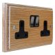 Wood 2 Gang 13Amp Satin Rocker Switched Socket in Solid Limed Oak