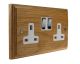 Classic 2Gang 13Amp Switched Socket in Solid Light Oak