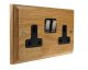 Classic 2Gang 13Amp Switched Socket in Solid Light Oak