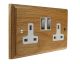 Classic 2Gang 13Amp Switched Socket in Solid oak