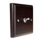 Classic Wood 1 Gang 2Way 10Amp Satin Chrome Toggle Switch in Dark Oak