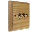 Wood 2 Gang 2Way 10Amp Polished Brass Toggle Switch in Ash