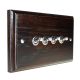 Classic Wood 4 Gang 2Way 10Amp Satin Chrome Toggle Switch in Dark Oak